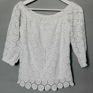 Lace mesh floral pattern blouse